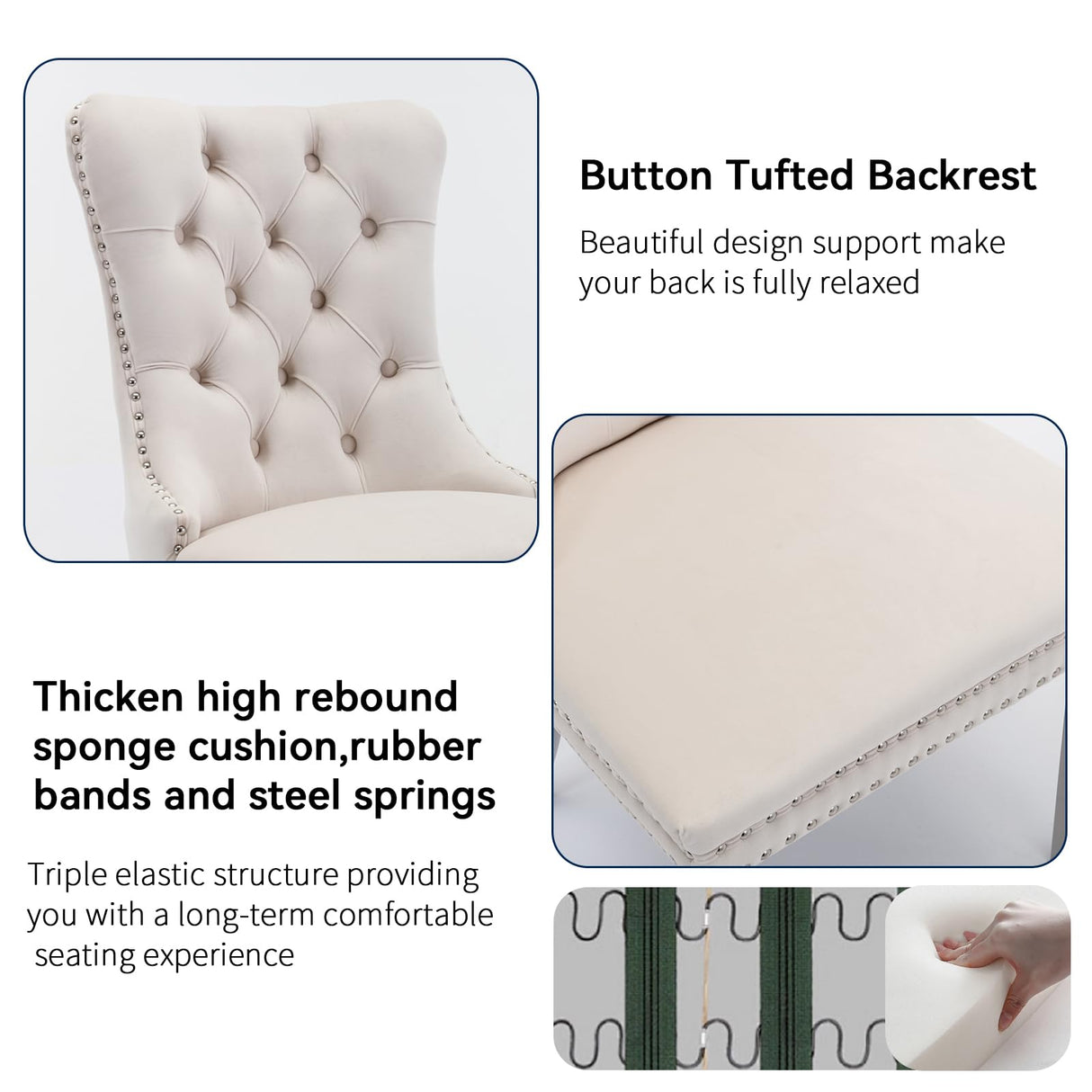 KUVADAZ 94" Modern White Silver Faux Marble Dining Room Table Set for 10, 11-Piece Rectangle Kitchen Dining Room Table Set with Dual U-Shaped Stainless Steel Legs and 10 Beige Velvet Dining Chairs KUVADAZ