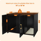 Dwanton Litter Box Enclosure, Cat Litter Box Furniture Hidden, with Scratching Mat, Wooden Cat Washroom Indoor, 31.5" L x 19.7" W x 21.7" H, Black and Rustic Brown Dwanton