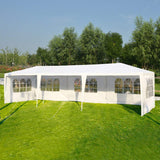 Tangkula 10'x30' Outdoor Canopy Tent Heavy Duty Party Wedding Event Tent Sturdy Steel Frame with 5 Removable Sidewalls Waterproof Sun Snow Rain Shelter Gazebo Canopy Tent, White Tangkula