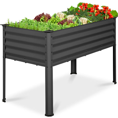 Best Choice Products 48x24x30in Galvanized Raised Garden Bed, Metal Elevated Planter Box, Vegetable Garden for Backyard, Patio, Balcony - Charcoal Best Choice Products