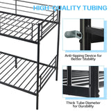 QUJEON Bunk Bed,Bunk Bed Twin Over Twin for Kids Teens Adults,Metal Bed Frame with Ladders and Guardrail,Sturdy Literas Heavy Duty Metal Slats,No Spring Box Required,Black QUJEON