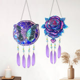 EEEKit 2PCS Diamond Painting Suncatcher Kit, Hanging Diamond Art Painting Suncatcher, DIY Crystal Art Wind Chime for Home Wall Window Decor EEEKit