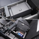 Car Center Console Safe Box Compatible with Toyot@ Tundra 2022-2025，Center Console Armrest Safe Lock Box Armrest Gun Security Organizer Tray with 3-Position Combination Lock and Key (black) HAPPYHORSE