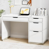 MaverickFurni White Computer Desk with Storage Drawers, Home Office Small Desk with File Cabinet, Study Desk for Kids with 4 Drawers, Modern Kids Desk for Bedroom, Small Space MaverickFurni