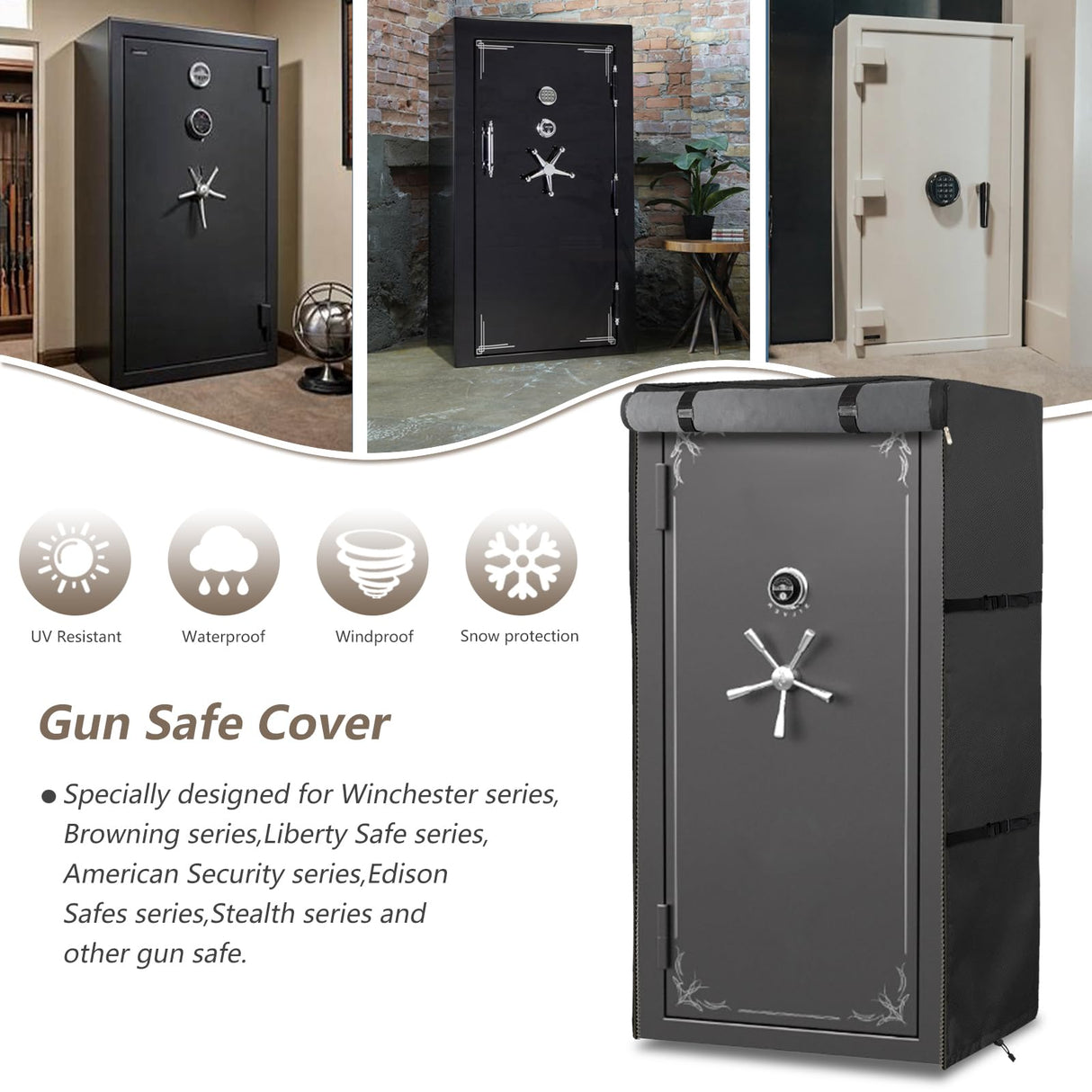 Exokugo Gun Safe Cover,Heavy Duty 600D Waterproof Dustproof Gun Safe Cover for Rifles and Pistols Gun Safe,Concealed Gun Cabinet Cover with Plush Liner Exokugo