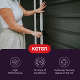 Keter Essential Shed 4x6 Resin Outdoor Storage Shed Ideal Storage for Patio Furniture, Garden Tools Bike Accessories, Beach Chairs and Lawn Mower, Black and White Keter