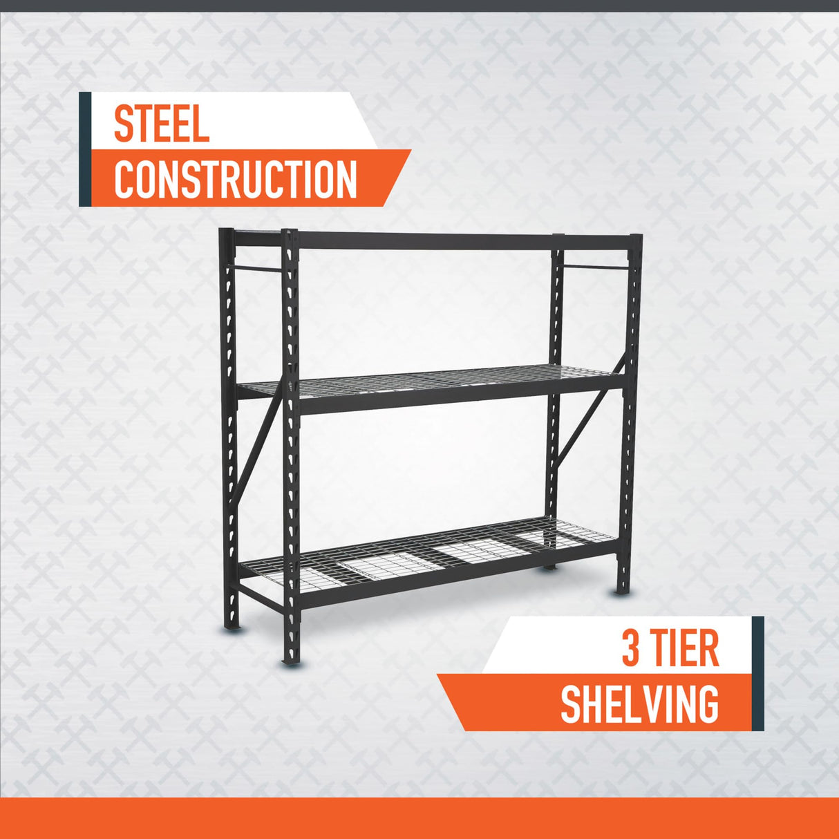Ironton Industrial Shelving Rack, 3 Storage Shelves Steel Construction 3-Tier Rack with 2000-Lb Load Capacity Per Shelf, Garage Storage Rack Ironton