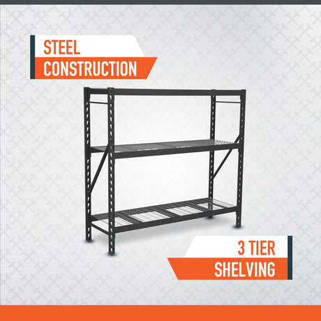 Ironton Industrial Shelving Rack, 3 Storage Shelves Steel Construction 3-Tier Rack with 2000-Lb Load Capacity Per Shelf, Garage Storage Rack Ironton