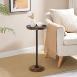 HOOBRO Small Round Side Table, Drink Table, Coffee Martini Table with Pedestal Accent for Small Spaces in Living Room, Bedroom, Sofa Couch, Rustic Brown BF168BZ01 HOOBRO