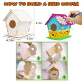 hapray 12 Pack Bird House Kit, DIY Birdhouse Kits, Wooden Crafts Arts for Children to Build and Paint (Includes Paints & Brushes) for Kids Girls Boys Toddlers Christmas Gift hapray