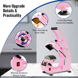 UOKRR Hat Heat Press, Hat Press Heat Machine for Caps with LCD Control, Hat Heat Press Machine with 2pcs Interchangeable Platens & Caps Stretcher for Vinyl, Sublimation, Heat Transfer (Pink) UOKRR