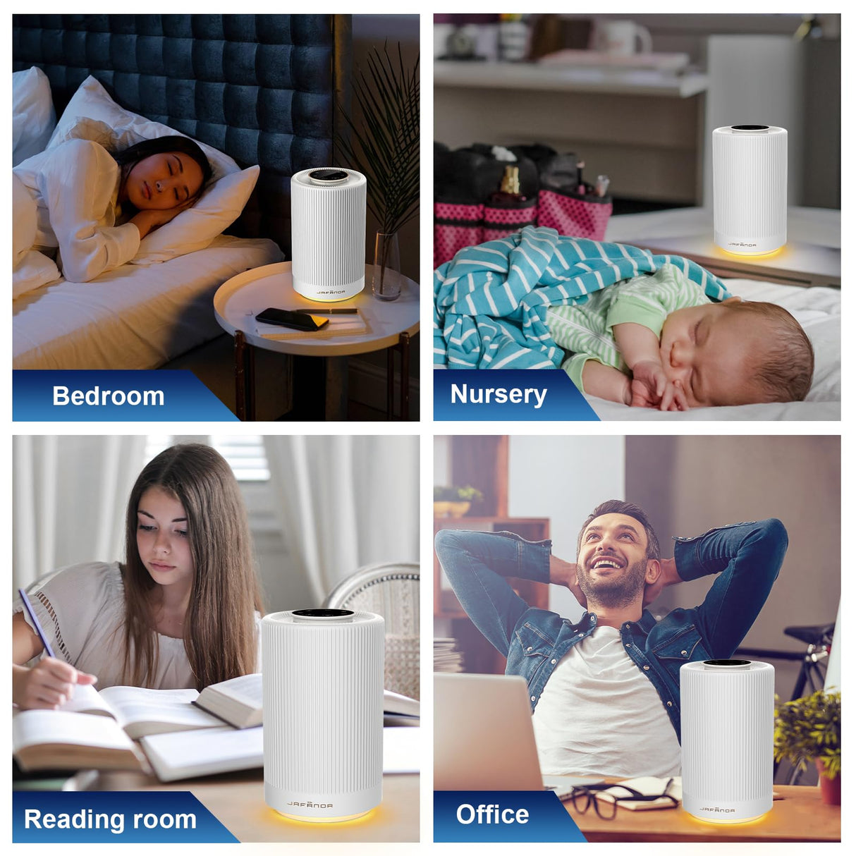 Jafanda Air Purifiers for Home bedroom, True HEPA 13 Coverage 450 sqft, 23 dB Air cleaner with Brushless Motor, Effectively Remove Pollen Dust and Odor to Prevent Seasonal Air Diseases, Night Light Jafända