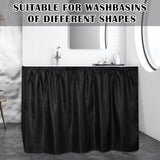 Windkream Fabric Sink Skirt Diamond Bathroom Stitch Self Stick Adhesive Waterproof Fabric Under Sink Curtain Skirt 55 x 32 Inch Adds Bathroom Storage(Black,Classic Style) Windkream