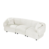 Merax 98.5" Modern 3 Seater Curved Sofa, Luxury Boucle Fabric Sofa, Minimalist Cozy Cloud Couch for Living Room, Bedroom, Apartment, Home Office, Beige Merax