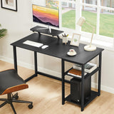GreenForest Computer Home Office Desk with Monitor Stand and Storage Shelves on Left or Right Side,47 inch Modern Writing Study PC Laptop Work Table,Black GreenForest