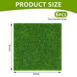 KISEER 6 Pack Fairy Garden Grass 6 x 6 Inches Miniature Artificial Craft Grass for Dollhouse Ornament DIY Decoration KISEER