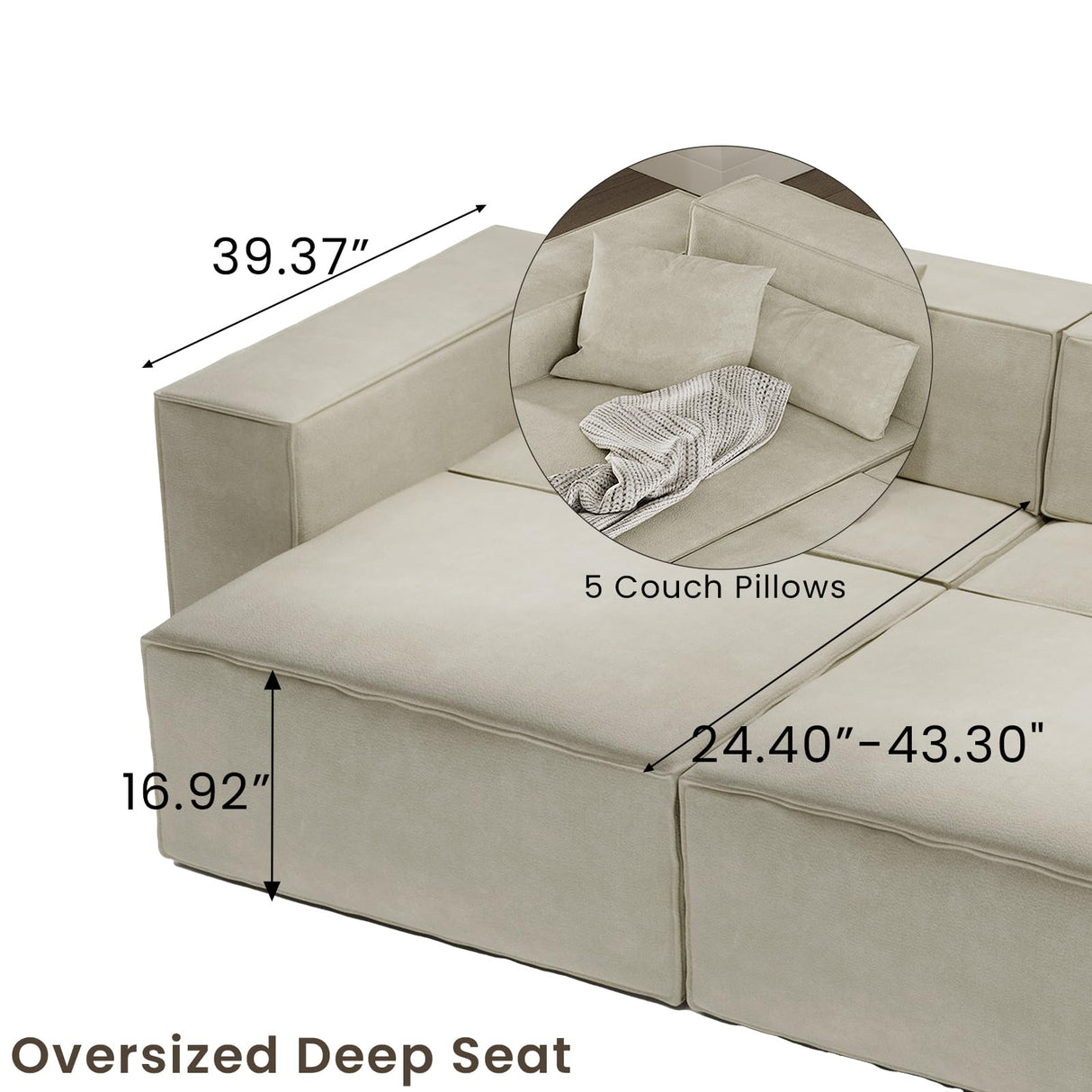 POVISON Smart 92.91" Power Loveseat Sofa Bed Sleeper Sofa, Sectional Sofa Couch with Track Arm, 2 Couch Pillows, Anti-Scratch & Water-Proof, Beige POVISON Smart