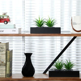 Hotop 2 Pcs Artificial Green Grass Plants in Wood Decorative Planter Pot Wooden Faux Greenery Rectangle Box Table Plant for Tabletop Centerpiece Indoor Decor(9.5 Inch,Black) Hotop