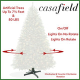 Casafield 360-Degree Rotating Christmas Tree Stand - Adjustable Revolving Base for Up to 7.5 FT Artificial Tree with 3 Built-in Electrical Outlets, Green Casafield
