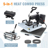 PlanetFlame Heat Press Machine 12x15 Inch, 360° Swing Away 5 in 1 Heat Transfer Machine, Multifunctional Heat Transfer Press Machine with 30OZ Tumbler Attachment for Hat/Plate/T-Shirt/Mug, Blue PlanetFlame