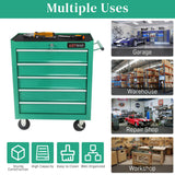 WTRAVEL Rolling Tool Chest with 5-Drawer Tool Box with Wheels Multifunctional Tool Cart Mechanic Tool Storage Cabinet for Garage, Warehouse, Workshop, Repair Shop (Green) WTRAVEL
