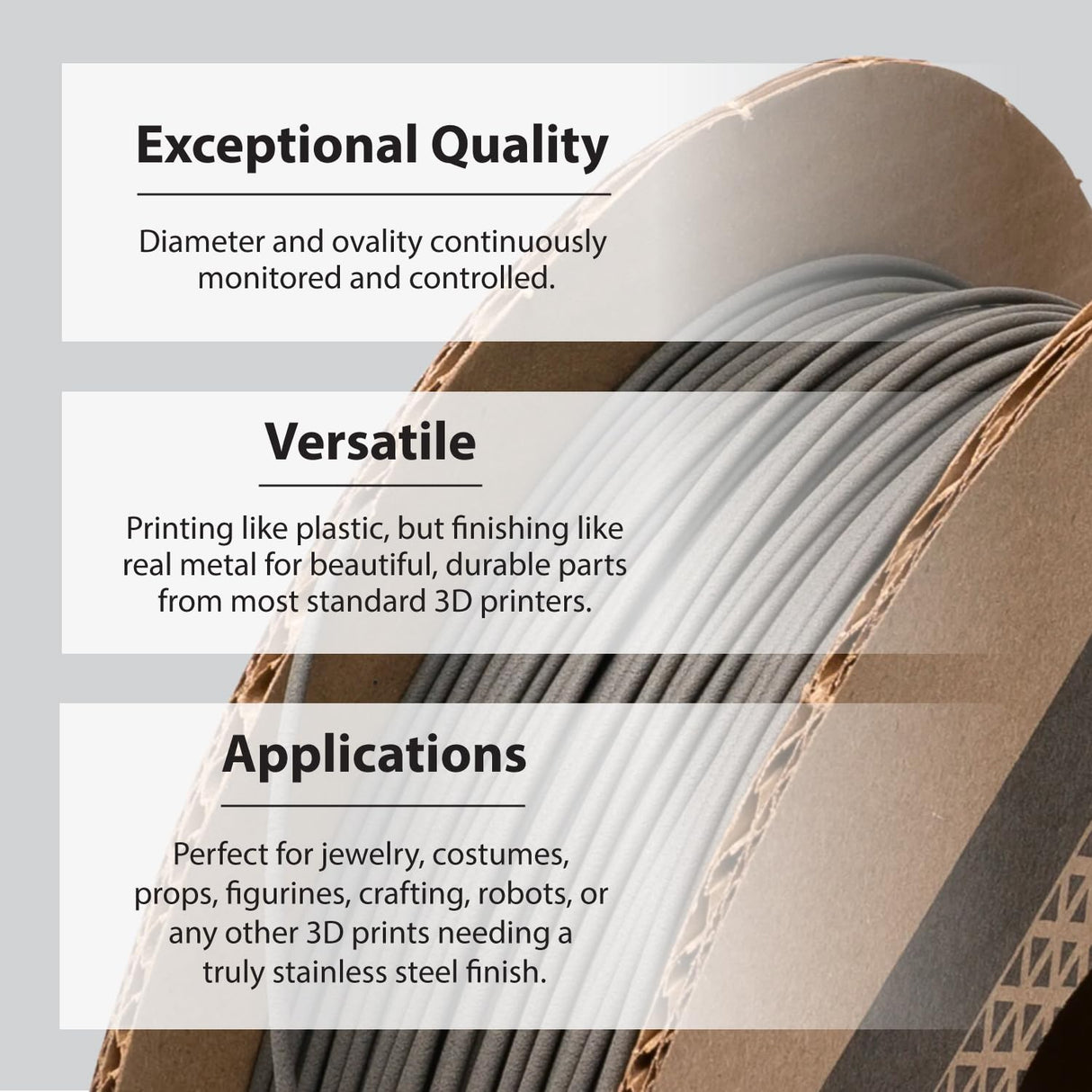 Protopasta Stainless Steel Filled PLA 3D Printer Filament | ProtoPlant Metal-Filled PLA Plastic Printer Filament with 60% Steel | Polish and Patina Friendly Metal Composite Filament | 500g Spool Proto-Pasta