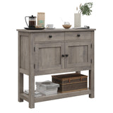 HOSTACK Farmhouse Console Table with 2-Door Cabinet & 2 Drawers, Coffee Bar, Entryway Table with Storage Shelf, Sofa Tables Buffet Sideboard for Kitchen, Hallway, Dining, Living Room, Ash Gray HOSTACK
