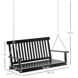 Outsunny 2-Seater Hanging Porch Swing Outdoor Patio Swing Chair Seat with Slatted Build and Chains, 440lbs Weight Capacity, Black Outsunny