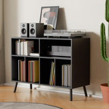 Cozy Castle Record Player Stand, Turntables Stand with Vinyl Record Storage Holds up to 350 Albums, Record Stand Table for Bedroom, Living Room, Office, Black Cozy Castle