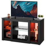 WLIVE TV Stand for 43 Inch TV, Modern Entertainment Center with LED Lights & Adjustable Glass Shelves, Sturdy Media Console for Living Room, Bedroom,Gaming (Black) WLIVE