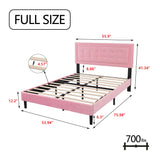 alazyhome Full Size Pink Modern Upholstered Platform Bed Frame with Button Tufting Headboard Solid Wood Slats Support No Box Spring Needed Easy Assembly alazyhome
