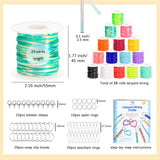 PP OPOUNT Solid/Laser/Glitter Plastic Lanyard String Kit, 15 Rolls Boondoggle String with 60 Keychain Accessories and Instructions, Gimp String for DIY Bracelets, Lanyard (886 Feet) PP OPOUNT