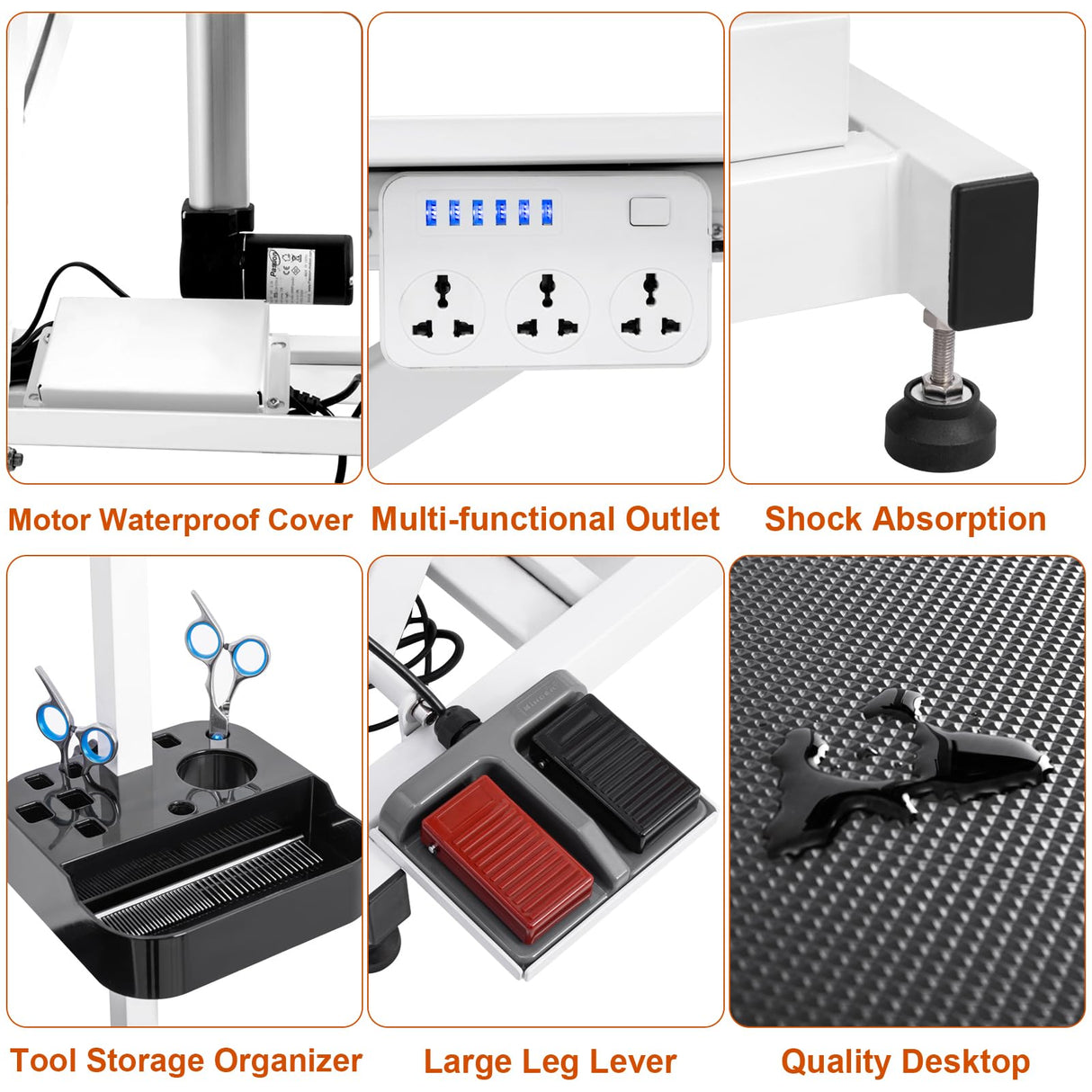 CIRONBOW 50'' Electric Dog Grooming Table, Adjustable X Lift Heavy Duty Dog Grooming Table for Large Dogs with Anti-Skid Tabletop & Grooming Scissors & Wireless Remote &Tool Organizer & Arms, White CIRONBOW
