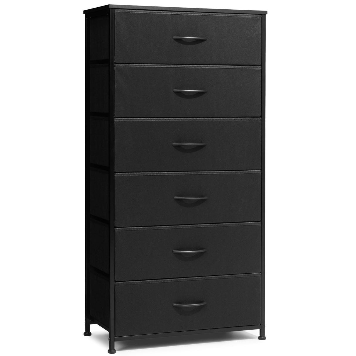 Crestlive Products Dresser for Bedroom with 6 Drawers, Tall Chest of Drawers, Black Dressers Bedroom Furniture, Storage Organizer Unit with Bins for Closet, Hallway, Living Room, Entryway Crestlive Products