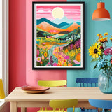 5D Diamond Painting Kits for Adults Beginners Mountain Flower DIY Diamond Art Kits with Tools Full Drill Round Diamond Dots Craft paint by diamonds Gem Art for Home Wall Decor Gifts (16"x12") (DP1795) GCEOSINI