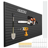 Landical PVC Slat Wall Panels 4 x 8 ft, 8 Panels, Organizer Storage System Slatwall for Wall Tool Organization Peg Board Storage Rack, Black Landical