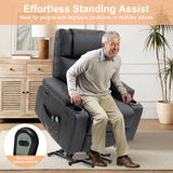 Power Lift Recliner Chair for Elderly, Electric Stand Assist Reclining Chair with Massage and Heat Function, Leather Living Room Furniture, Comfy Single Sofa with Cup Holders, Side Pockets, Black BRTHORY
