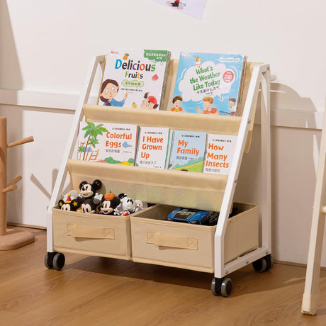 CrsaSwivo Kids Bookshelf Toy Storage - Children's Book Shelf for Kids Rooms, Toddler Bookshelf Baby Bookcase for Nursery, Montessori Toy Organizer CrsaSwivo