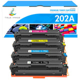 TRUE IMAGE Compatible Toner Cartridge Replacement for HP 202A CF500A 202X M281fdw Color Laserjet Pro MFP M281fdw M281cdw M254dw M281fdn M254 M281 202 Toner Printer (Black Cyan Yellow Magenta, 4-Pack) TRUE IMAGE