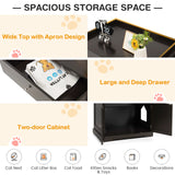 Tangkula Litter Box Enclosure, Cat Litter Box Furniture Hidden with Large Drawer, 2 Doors, Indoor Cat Washroom Storage Bench Side Table Cat House, Large Wooden Enclosed Litter Box Cabinet (Brown) Tangkula