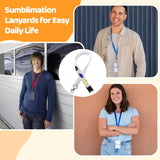 OMISTAR 50 PCS Sublimation Blank Lanyards, Bulk White Sublimation Lanyards with Detachable Buckles, Neck Lanyards Heat Transfer Lanyard for ID Badge Holder Keychain Gifts OMISTAR