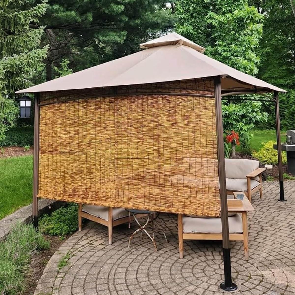 Blackout Bamboo Blinds, Outdoor Bamboo Roll-up Shades,Waterproof Cordless Roller Shades Natural Retro Roll-up Reed Shade with Lifter, for Home Patio Porch(72" W x 72" H) WoodArtSupply