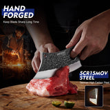 Topfeel 3PCS Butcher Knife Set, Hand Forged Serbian Chef Knife & Meat Cleaver Knife & Viking Knives, Meat Cutting Kitchen Knife Set for Home, Outdoor Cooking, Camping BBQ Gift Idea Men Topfeel