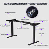 ALFA BUSINESS Dual Motor Standing Desk 60x30 Inches, Electric Adjustable Height Desk for Home Office, Sit and Stand Computer Desk with Memory Presets ALFA BUSINESS