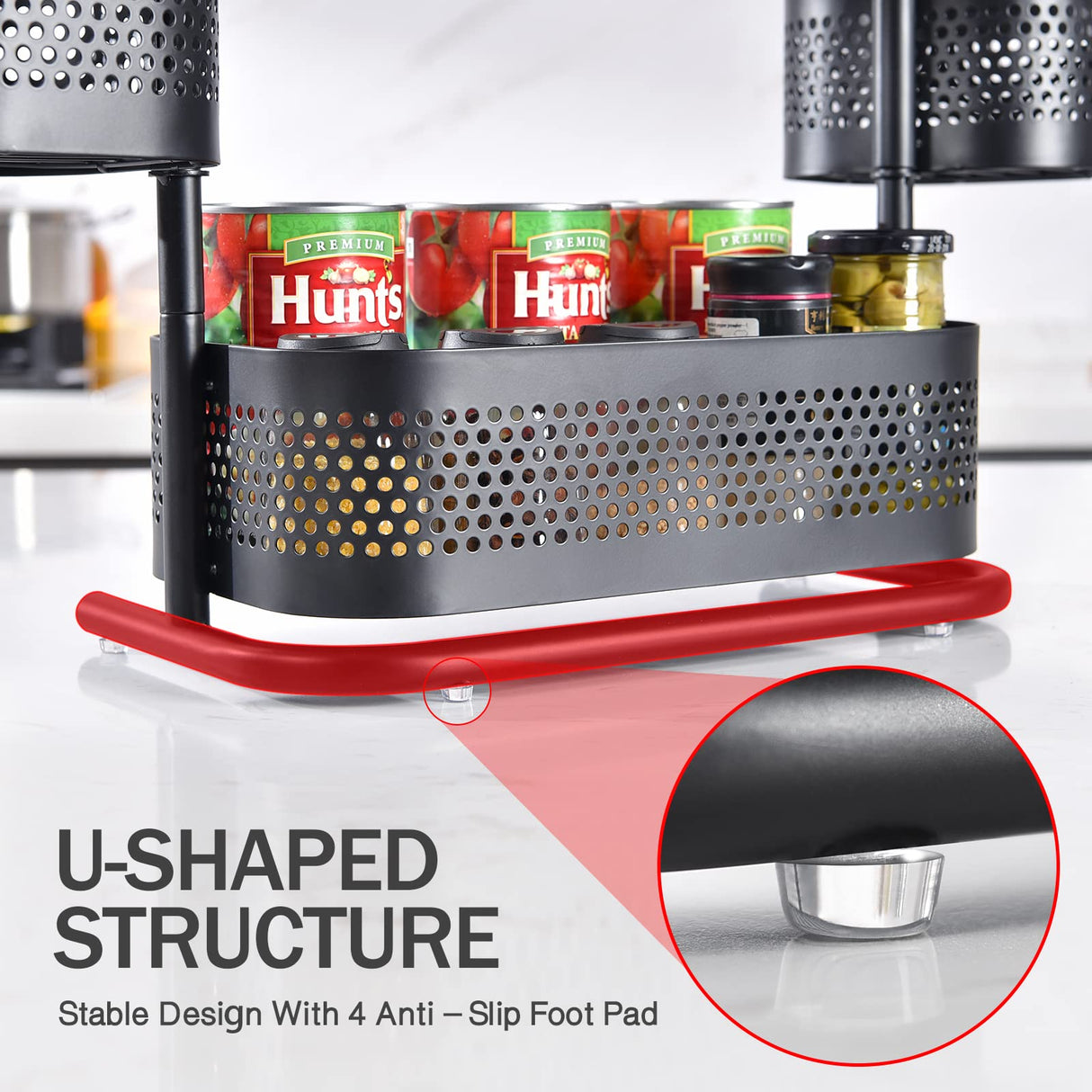 KINGRACK Bathroom Counter Organizer, 3 Tier Rotating Vanity Bedroom Storage cabinet, Cosmetic Holder Standing Shelf, Bathroom Tray for Countertop Storage, Kitchen Spice Rack, Black KINGRACK