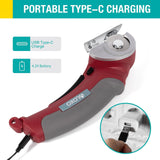 VLOXO Cordless Electric Scissors, Rotary Cutter for Fabric with Safety Lock, 4.2V Cardboard Cutter Multi-Cutting Tools, Rechargeable Powerful Fabric Cutter for Carpet Leather Felt with Storage Box VLOXO