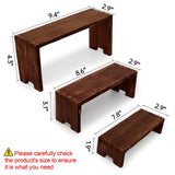 Yikaroeli Display Wood Risers Wooden Stand 3 Tier Wood Racks Decorative Rectangular, 2 Set 6 Piece Cupcake Stands Cologne Perfume Organizer Showcase Items(Brown) Yikaroeli