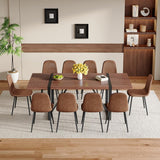 UELKS 86.6" Dining Table Set for 10, Modern 11 Piece Wood Kitchen Table and Chairs Set, Large Rectangle Dining Table with 10 Suede Upholstered Chairs, Perfect for Family Gatherings and Dining Room UELKS