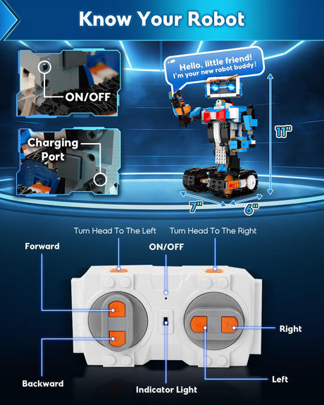 Robot Building Kits for Kids, Stem Toys for Boys Age 8-12, APP & Remote Control Educational Coding Building Sets, Programmable Robot for Kids, Rechargeable Robotic Kit Gifts for Girls Boys (635 PCS) HBUDS