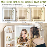 YYJ 42" Makeup Vanity Desk with Mirror and Lights, & Power Outl,Glass Top Big Vanity Table with 9 Drawers& 8 Storage Shelves,Vanity Table Set with Chair for Bedroom,White,W YYJ